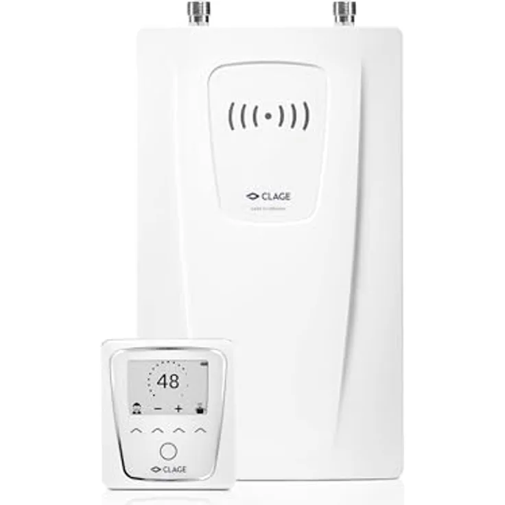 CLAGE CFX-U elektronischer Küchen-Durchlauferhitzer, 11-13,5kW 400V mit Bluetooth-Fernbedienung, komfortable Temperatureinstellung und schlankem Design zur Untertischmontage, VDE-GS geprüft