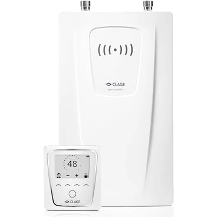 CLAGE CFX-U elektronischer Küchen-Durchlauferhitzer, 11-13,5kW 400V mit Bluetooth-Fernbedienung, komfortable Temperatureinstellung und schlankem Design zur Untertischmontage, VDE-GS geprüft – Bild 1