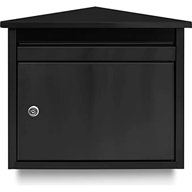 Relaxdays Briefkasten aus Eisen, abschließbar mit Spitzdach, wetterfest, schwarz, HBT 37 x 41 x 16 cm – Bild 7