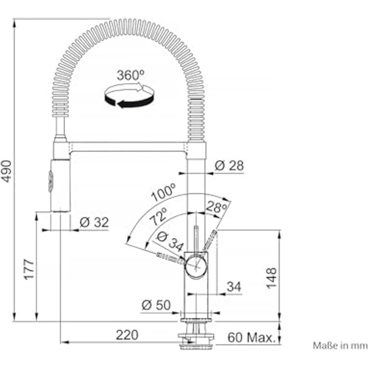 FRANKE Fox Pro Semi-Pro Brause Küchenarmatur, Hochdruck Chrom mit Jet-Auszugsbrause und Wasserspar-Kartusche – Bild 3