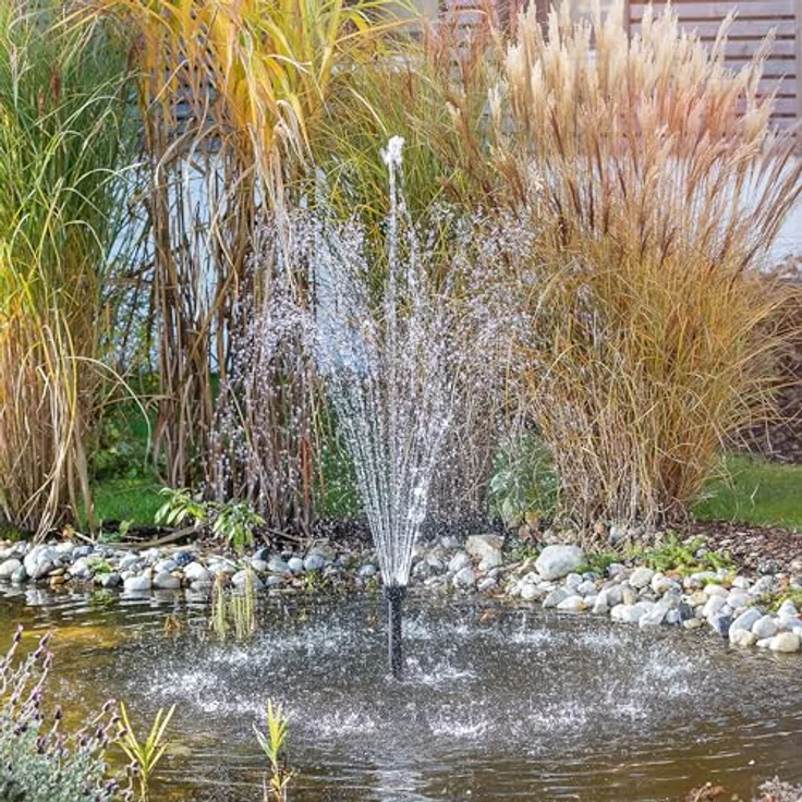 esotec Teichpumpe Wasserspiel Solar-Springbrunnen Kit 100/3400 PRO, Komplett-Set mit 2 Solarmodulen, max. Förderhöhe 3 m, 3400 l/h Förderleistung – Bild 2