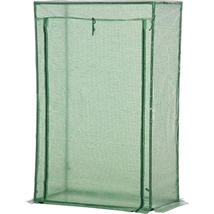 Outsunny Gewächshaus mit Tür, Winterfestes Foliengewächshaus aus Stahl, Treibhaus für Balkon und Garten, 100x50x150cm, ideal für Tomaten, Gemüse und Pflanzen, Grün – Bild 2