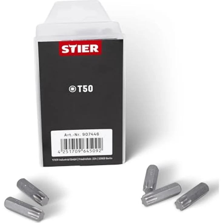 Stier Bit-Set STIER TORX® T50, 50-teiliges Profi-Bit-Set aus S2-Stahl in praktischer Plastikbox, 25 mm Länge, 1/4’’ Antrieb – Bild 3