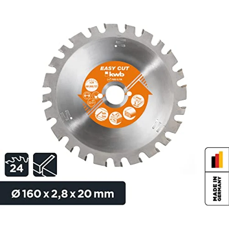 kwb Easy-Cut Kreissägeblatt für Handkreissägen 584533 (160 x 20 mm, 24 Zähne, Spezial-Wechselzahn, Allzweckblatt) u.a. für Einhell Handkreissäge TC-CS 1200 – Bild 3