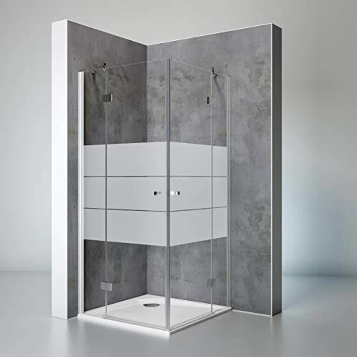 Schulte Duschkabine Eckeinstieg Youngline, 80 x 80 cm, 190 cm, 5 mm Sicherheitsglas depoli light, alu-natur, Montage auf Duschwanne oder Fliese – Bild 1