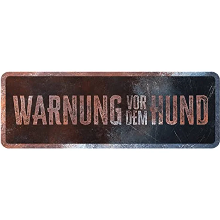 D&D Home Warnschild "Achtung vor dem Hund", rostbeständiges Metallschild, schwarzer Hintergrund, 40 x 13 x 0,3 cm, deutsche Version mit lustigem Text – Bild 1