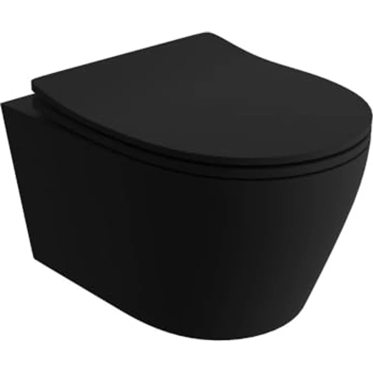lavita Wand-WC Praia Black | Hänge Toilette mit Absenkautomatik & Spülrandlos | 360x480x375 mm | Schwarz – Bild 1