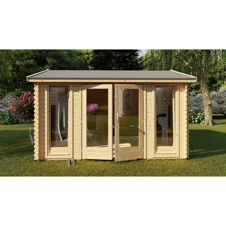 Finn Art Blockhaus Gartenhaus York 9, 4x4m Holz mit 40mm Wandstärke und 18mm Fußboden, BxT: 390x390 cm, ohne Dacheindeckung