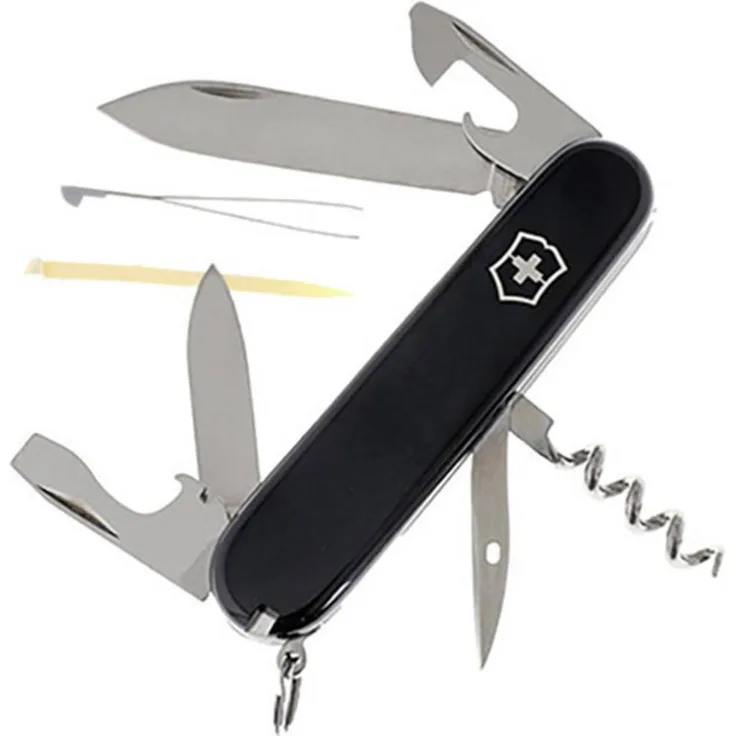 Victorinox Spartan 1.3603.3, Schweizer Taschenmesser mit 12 Funktionen und Büchsenöffner, Schwarz