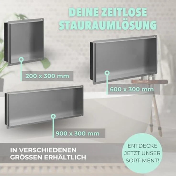 HAGO Duschwand DIY Duschnische Edelstahl gebürstet rahmenlos Unterputz Montage Duschr, Silberausführung – Bild 4