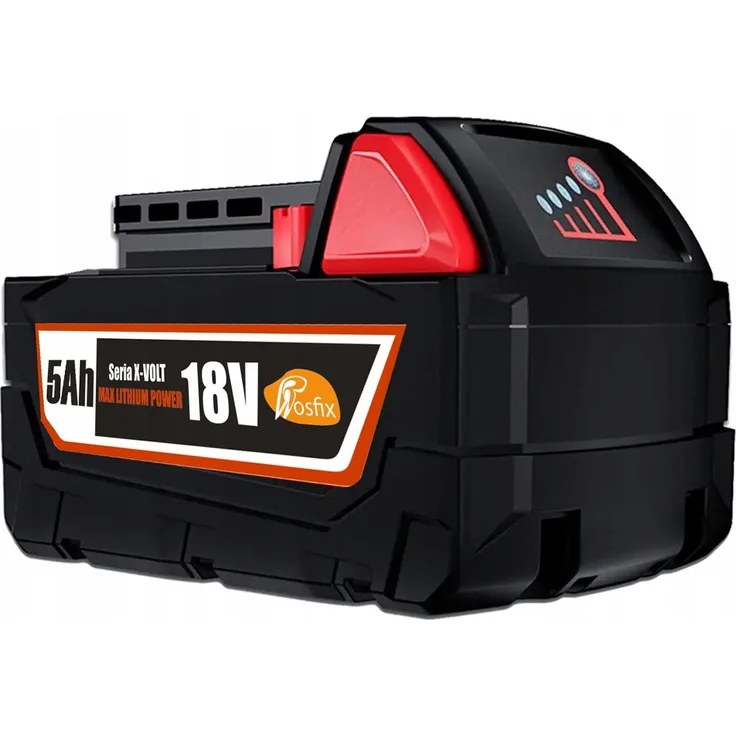 ROSFIX Lithium-Ionen Akku 18V 5Ah X-VOLT – mit LED Anzeige und Schutzsystem, kompatibel mit Milwaukee M18 Werkzeugen