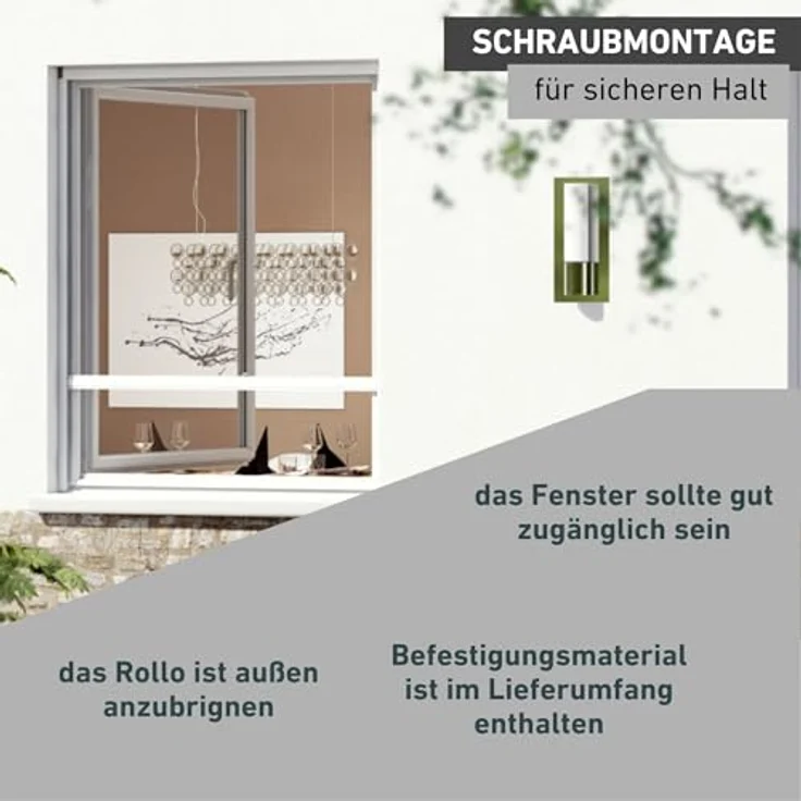 Windhager Insektenschutz-Fensterrahmen Rollo Basic, Fliegengitter Rollo, BxH: 100x160 cm, kürzbar, inkl. Befestigungsmaterial, Fiberglasgewebe, dunkel – Bild 7