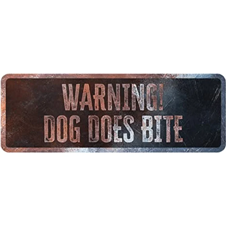 D&D Home Warnschild "Achtung vor dem Hund", 40 x 13 x 0,3 cm, rostbeständig, englische Version mit lustigem Text, schwarzer Hintergrund – Bild 1