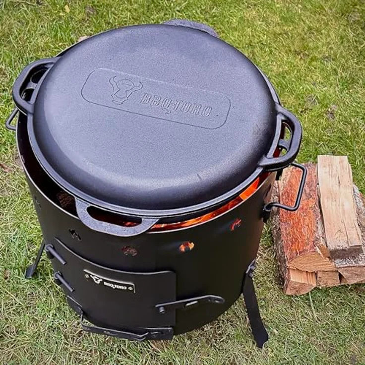 BBQ-Toro Feuerkorb Gusseisen Kazan 19L mit Kazan Ofen Ø 45 cm, Gusstopf mit Deckel, Gulaschkessel, Feuerkessel – Bild 2