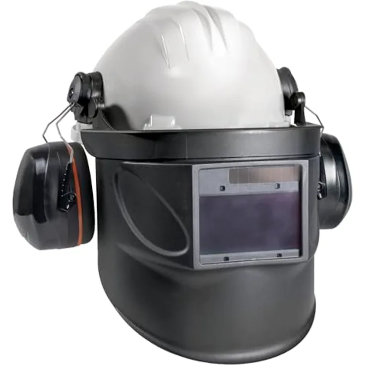 GYS - 080607 - Schutzhelm mit Gehörschutz und Schweißschutz - Bauhelm mit Noise Cancelling (30 dB), verstellbarem Kopfband, EN 397 & EN 50365, schwarz
