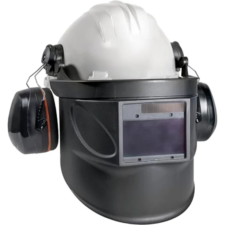 GYS - 080607 - Schutzhelm mit Gehörschutz und Schweißschutz - Bauhelm mit Noise Cancelling (30 dB), verstellbarem Kopfband, EN 397 & EN 50365, schwarz – Bild 1