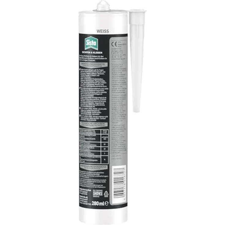 Sista Dichten & Kleben 2-in-1 Hybrid Dichtstoff, Weiß, schimmelresistent, UV- und witterungsbeständig, 1x280ml – Bild 2