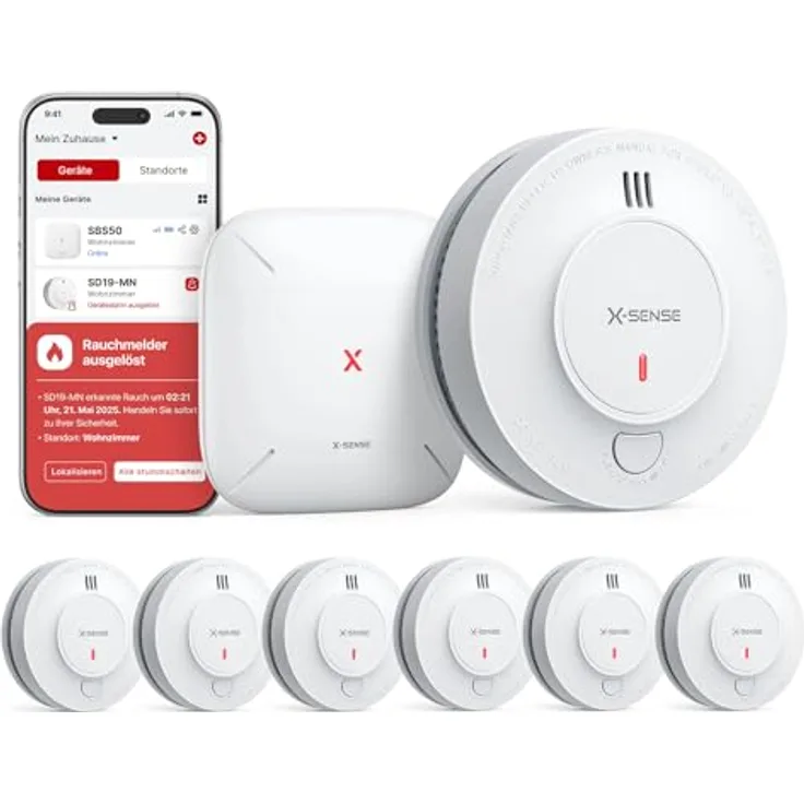 X-Sense SD19-MN61, Smart Rauchmelder mit 10-Jahres-Batterie und App-Verbindung, 6 Stück