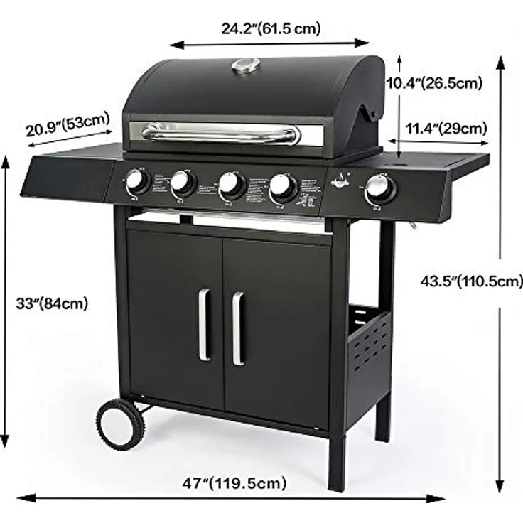 Barbecue El Fuego Gasgrill San Angelo mit 4 Brenner + 1 Seitenbrenner BBQ – Bild 4