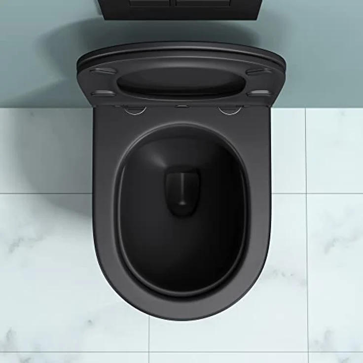 doporro Hänge-Toilette A108 schwarz matt inkl. Soft-Close spülrandloses-Toilette Hänge-WC aus Keramik – Bild 4