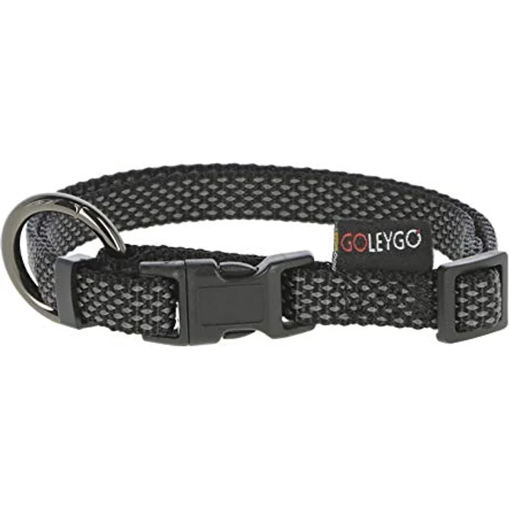 GOLEYGO Hundeleine Flat + Halsband, Schwarz, Größe M 1,4-2m, Sicherer Magnetverschluss, Inkl. Adapter-Pin, Hundeleine für kleine & große Hunde bis 60kg, Maximale Belastung 200kg – Bild 1