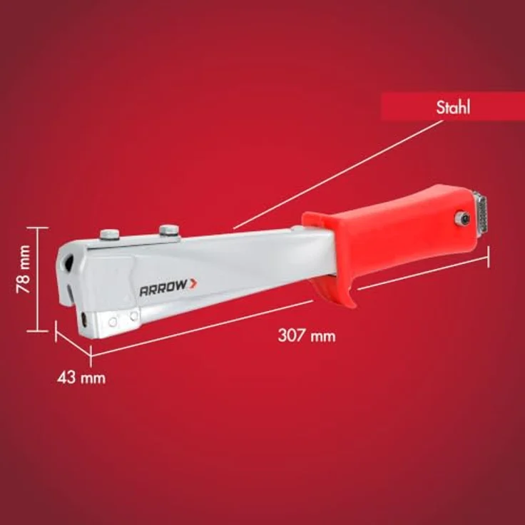 Arrow Hammertacker HT55, für Flachdrahtklammern 6 mm - 10 mm, robuster Nagler mit rutschfestem Softgriff und 160 Klammern Magazin – Bild 4