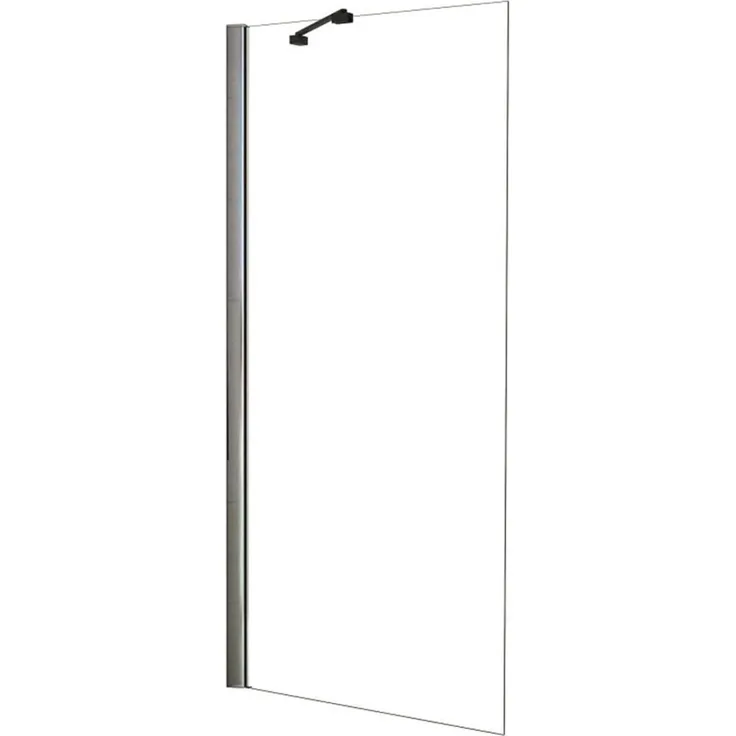AICA Schwarz Walk In Dusche 100 x 195cm, Duschwand mit 6mm NANO ESG Sicherheitsglas und Stabilisator