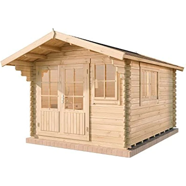 Gartenhaus Gabriel-34 mit Fußboden aus Holz, Gerätehaus 300x400, 10,07 m², 34 mm Wandstärke, Holzhaus in Blockbohlen-Bauweise inkl. Fenster, Doppelfenster und Leimholztür Naturbelassen - Preisvergleich – Bild 3