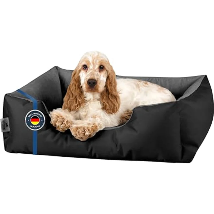 BedDog Hundebett LUPI, Hundekissen mit abziehbaren waschbaren Bezug, Hundekorb, Hundesofa, für kleine Hunde, S, schwarz-grau – Bild 2