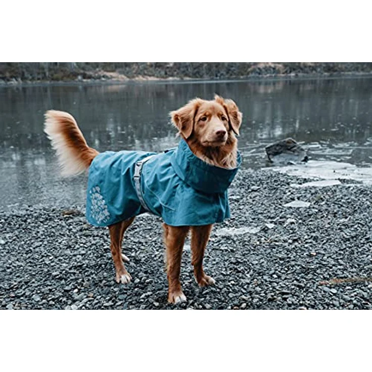Hurtta Monsoon Hunderegenmantel, wasserdicht Regenjacke für Hunde mit Reflektoren, Blau 40 cm – Bild 2