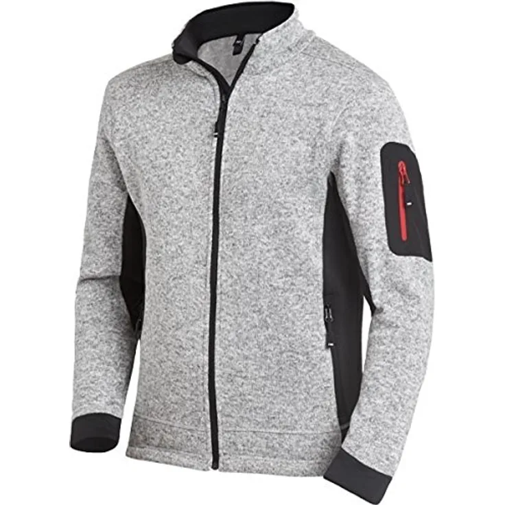 FHB original Strick-Fleecejacke CHRISTOPH, Herren, elastische Seitenbereiche, grau/schwarz, Gr. XXL, 280 g/m²