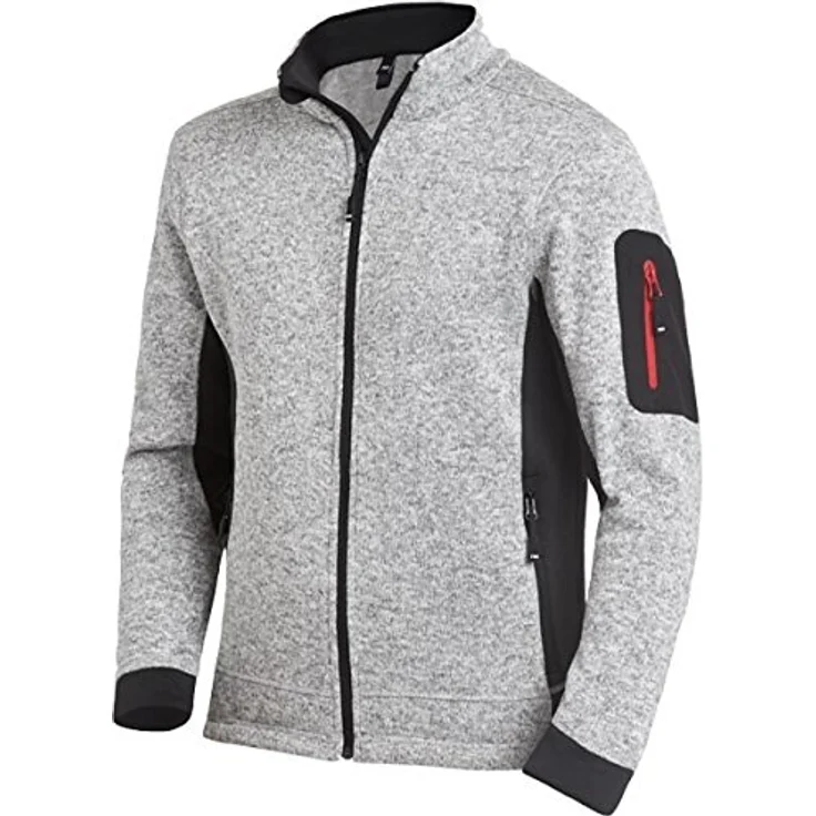 FHB original Strick-Fleecejacke CHRISTOPH, Herren, elastische Seitenbereiche, grau/schwarz, Gr. XXL, 280 g/m² – Bild 1