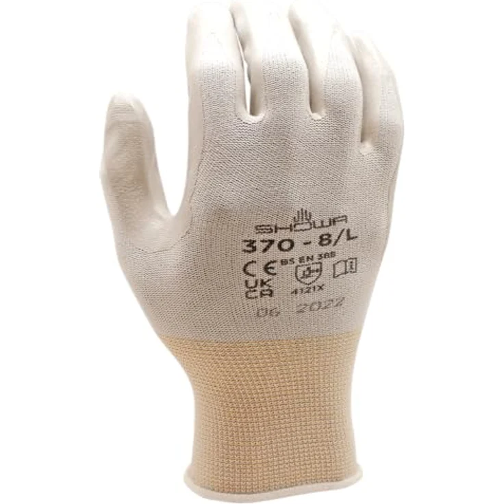 SHOWA 370, Nitril €“ Beschichtung, Mehrzweck, Weiß mit grauer Beschichtung, 9-XL – Bild 2