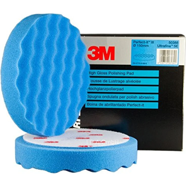 2x 3M 50388 Ultrafine SE Anti-Hologramm Polierschwamm blau Durchmesser 150mm – Bild 6