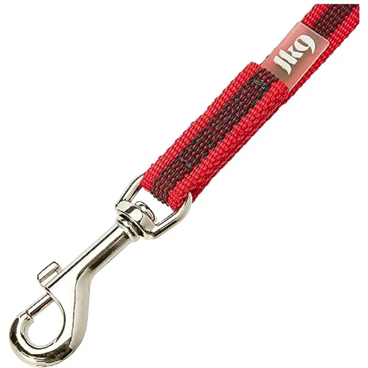 JULIUS K-9 IDC Color & Gray gumierte Leine, 14 mm x 1 m mit Schlaufe, Rot-Grau, strapazierfähiger Textilstoff, verstärkter Haltegriff – Bild 2