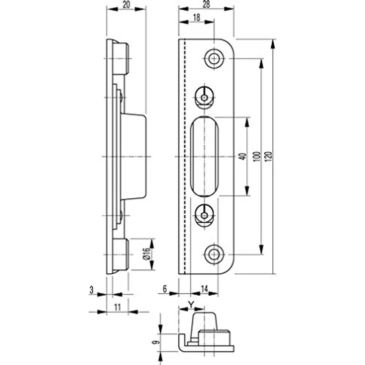 G-U 6-40032-AF-0-1 BKS Schließplatte Schließblech 13 mm verdeckt universal, für Automatikriegel automatisches Türschloss Stahl dekorsilber, Silber - G-U Schließplatte 13 mm für Automatikriegel, universal, Stahl dekorsilber – Bild 3
