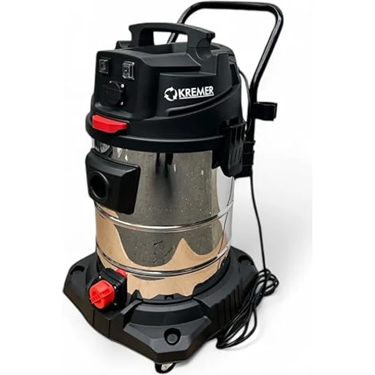 DeTec. Industriesauger 2400W Nass- Trockensauger 65L Schmutzbehälter Industriestaubsauger Gewerbestaubsauger Nasssauger mit Steckdose (2400W) – Bild 3