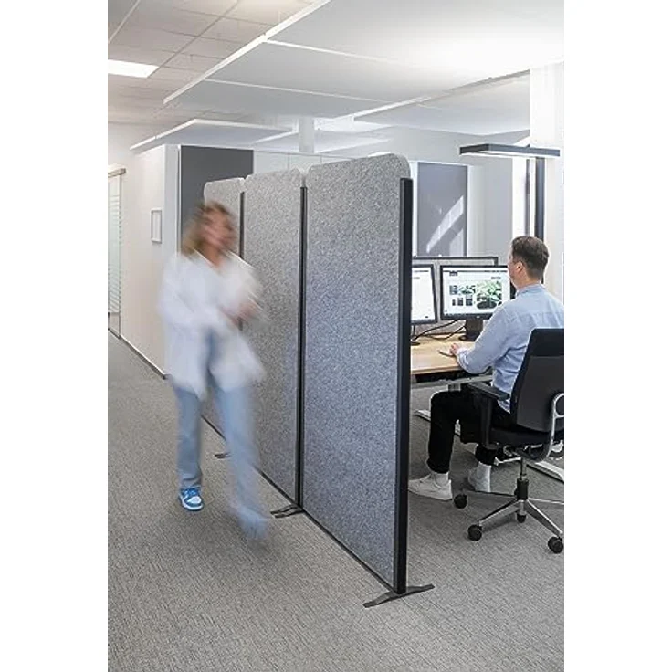 MAUL Trennwand Akustik MAULcocoon 180x100cm | Raumteiler für Büro und Schreibtisch | Freistehender Raumtrenner mit Standfüßen | Ideal als Sichtschutz und Schallschutz | Allergikerfreundliches Vlies – Bild 5