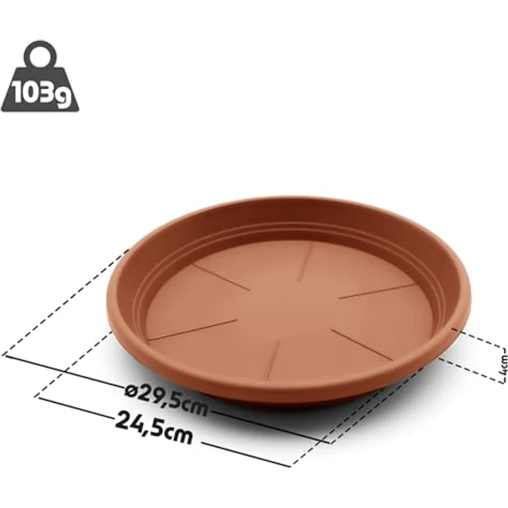 BigDean 20 Stück Blumentopf Untersetzer Ø 29,5 cm in Terracotta - Robuster Kunststoff & Made in Europe – Bild 3