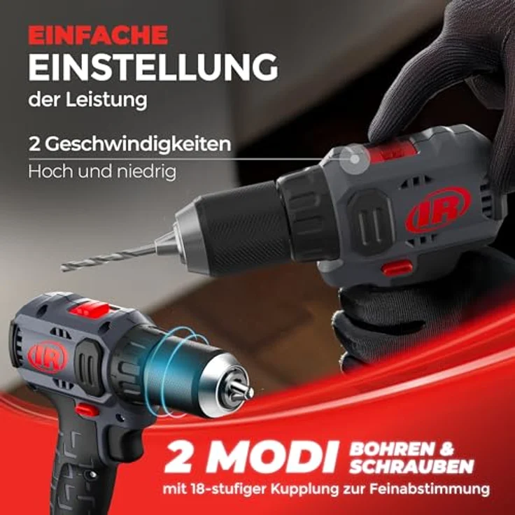 Ingersoll Rand D3141, Kompakt Akku-Bohrschrauber 20V mit 450 Nm Drehmoment, 2x 2,5Ah Akkus und Ladegerät – Bild 5