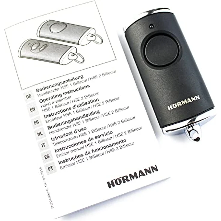 Hörmann Handsender HSE1 868-BS (Struktur Chrom schwarz, mit ‚Tastenfunktion, mit Öse für Schlüsselanhänger, BiSecur Funktechnologie) 4511728 – Bild 2