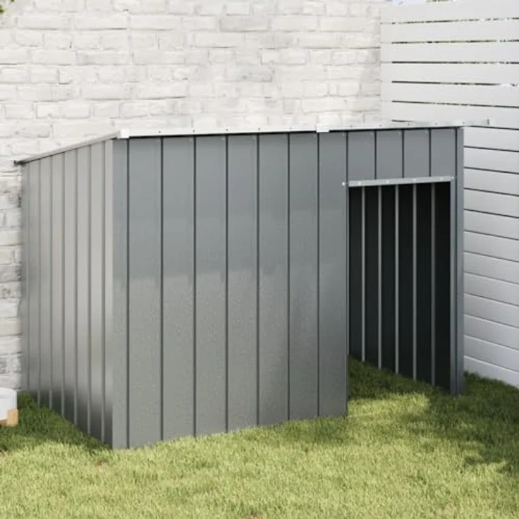 vidaXL Hundehütte mit Dach Anthrazit 153x91x110 cm Verzinkter Stahl – Bild 2