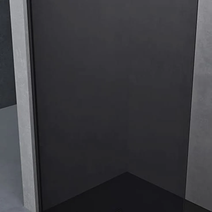 doporro Luxus Duschwand Bremen, Duschabtrennung 100x200cm Schwarz, Walk-In Dusche aus 10mm ESG-Sicherheitsglas, vollgrau mit Nanobeschichtung – Bild 4
