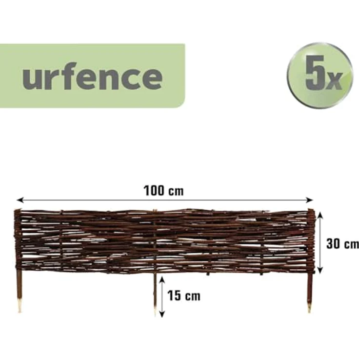 urfence Beeteinfassung Weide Geflochten, 5er Pack, 100 x 30 cm, wetterfest und pflegeleicht – Bild 3