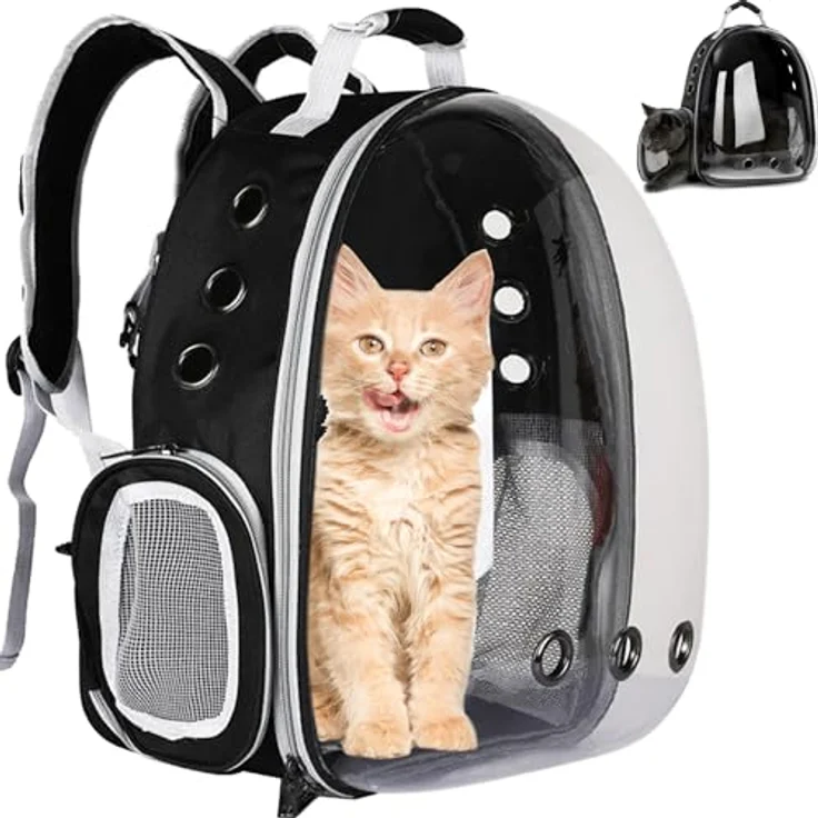 Haustier Rucksack mit transparentem Plexiglas Atmungsaktiv Raumkapsel für 5kg 23309 – Bild 1