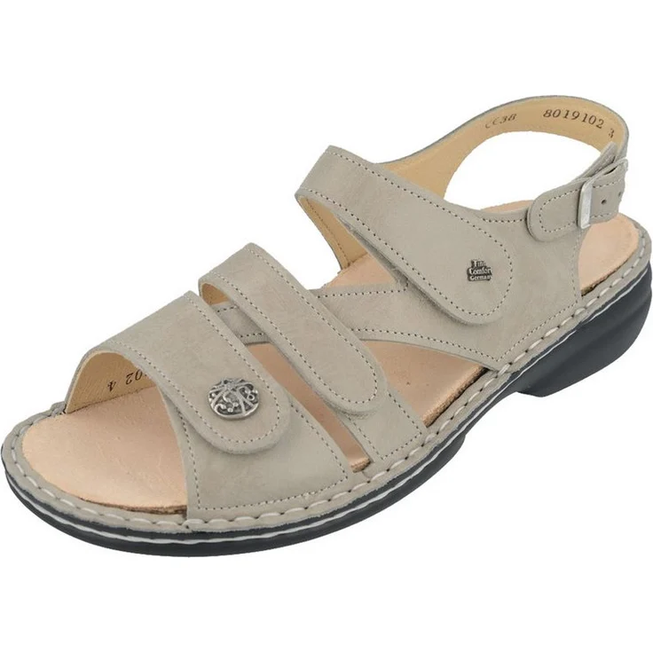 Finn Comfort Gomera Hausschuh, Leder Sicherheitssandalen mit Wechselfußbett und Klettverschluss, braun