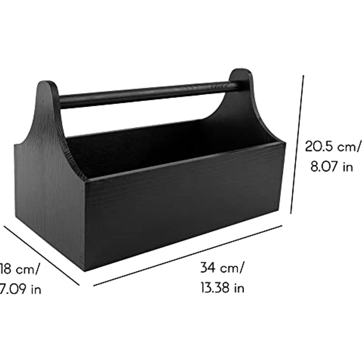 Creative Deco Werkzeugkoffer Werkzeugkasten aus Holz 34 x 18 x 20,5 cm Werkzeugkiste Toolbox, Schwarz – Bild 3