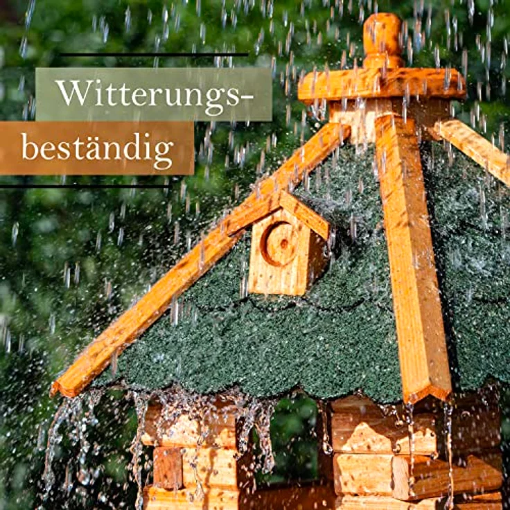 Deko-Shop-Hannusch Vogelhaus XXL Futterhaus mit Solarbeleuchtung in Grün, Vogelfutterhaus mit Futtersilo – Bild 4