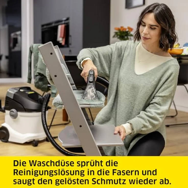 Kärcher Waschsauger SE 6 Signature Line, 2-in-1-Sprühsaugschlauch, Frischwassertank: 4 l, Schmutzwassertank: 4 l, Waschbodendüse mit Hartbodenaufsatz, Waschpolsterdüse, Boden-, Polster- und Fugendüse – Bild 3