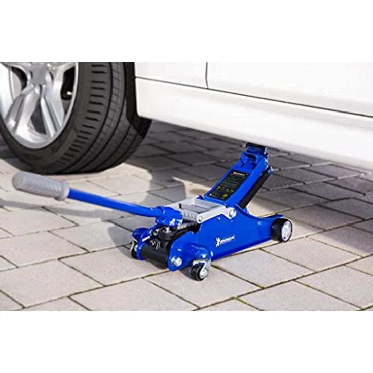 MICHELIN Hydraulischer Rangierwagenheber 2t Kfz Wagenheber mit Tragegriff, max. Hubhöhe 350 mm, Softgrip-Handgriff, 360° Schwenkräder – Bild 5